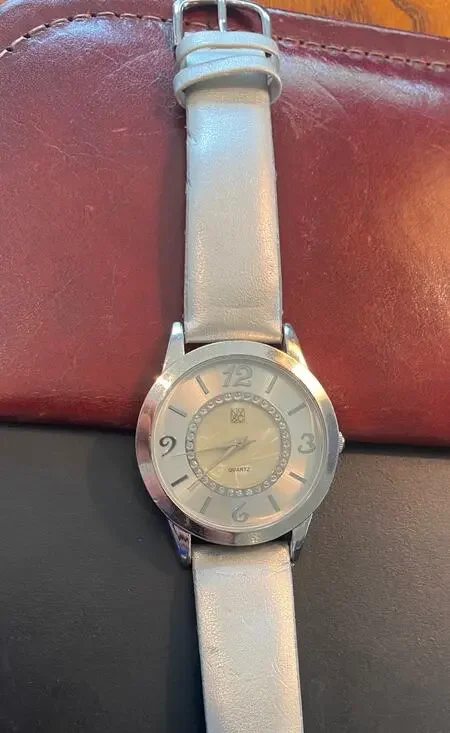 Women's 37mm NY&C Watch, MOP Face, Crystal Accents, Silver Band