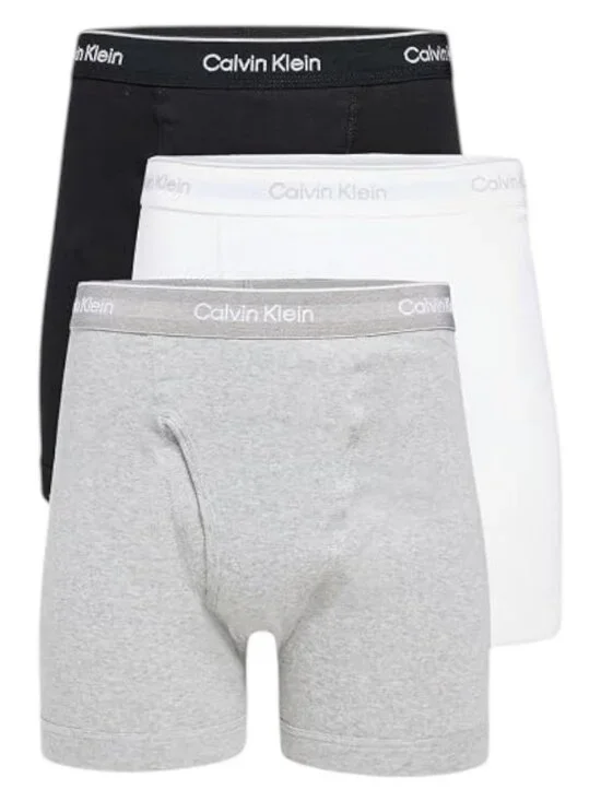 New Calvin Klein CK Classic Cotton Boxer Briefs Underwear Gray 3 Pack Men MEDIUM
