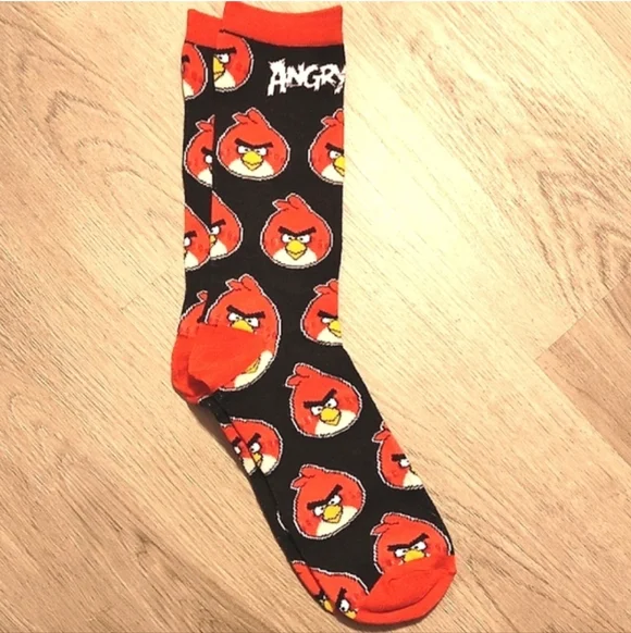 4 For $12🆕Men's Angry Birds Socks Sz 9-12 Unisex