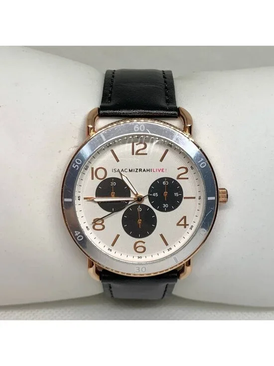 Isaac Mizrahi gold silver tone women’s watch 40mm quartz analog black running