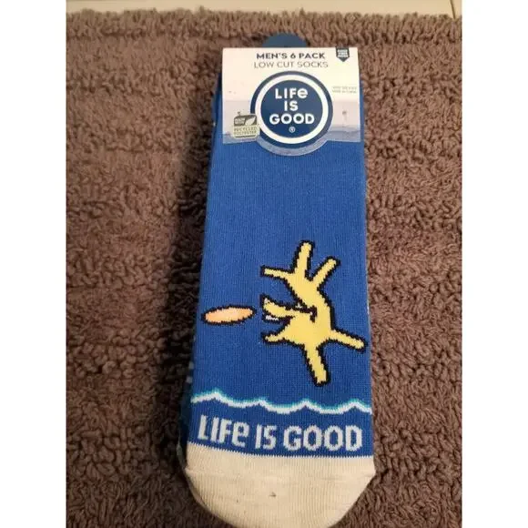 Life is Good Mens‎ 6 Pack Low Cut Socks (Gator) Multi Colors Sz 6-12.5