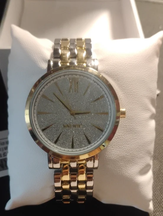 Nine West Two-Tone Gold and Silver Glitter Dial Women's Bracelet Watch