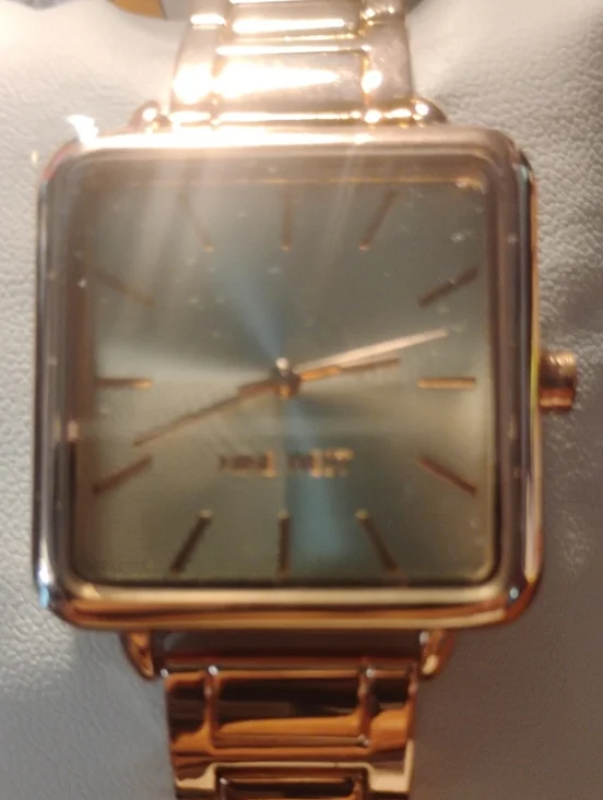 Nine West Rose Gold Square Bracelet Watch with Green Dial