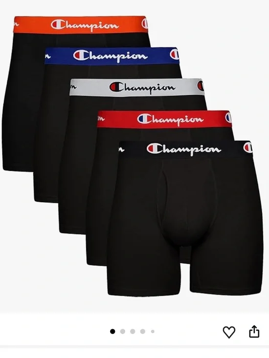 5-Pack Champion Men's Boxer Briefs SMALL Everyday Black Cotton Support Pouch New