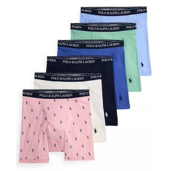 Polo Ralph Lauren Mens 6-Pack Boxer Briefs MED Multi Color Cotton  Logo