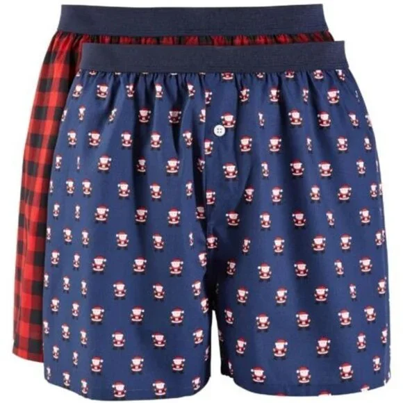 NEW! Club Room Holiday Two Pack Cotton Boxer Christmas Santa Men's XXL