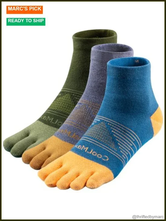 Cool-Max Toe Socks for Running Athletic Breathable 3 Pairs Quarter