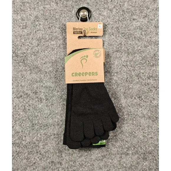 Creepers Toe Socks Boot Socks Men's XL US 12-14.5 Black 40% Merino Wool