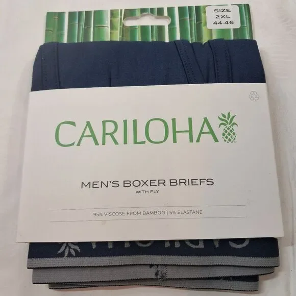 NEW Cariloha Boxer‎ Briefs with fly men's sz XXL 2xl 44-46 navy blue 95% Bamboo