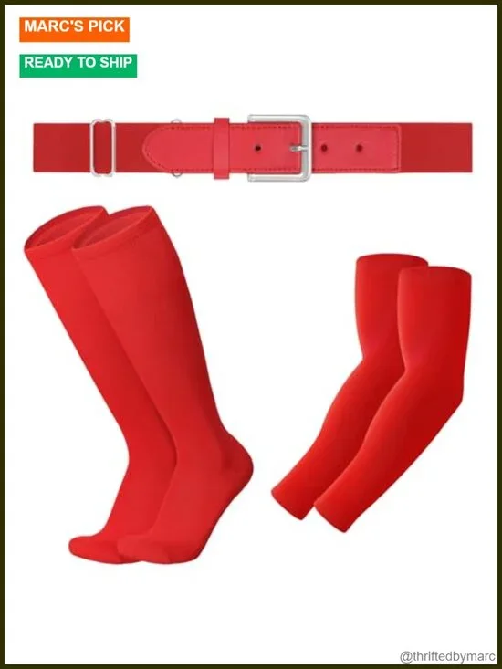 Youth Adult Baseball Belt Socks Combo Set with Arm Sleeves
