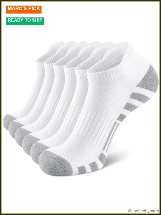 Low Cut Ankle Running Socks Cotton Cushioned Anti-Blister Tab Sports Socks 6