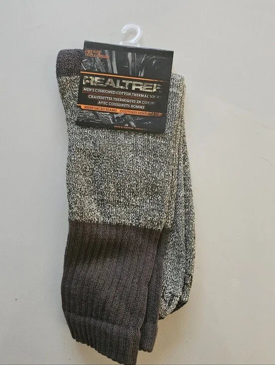 Realtree Men's Cushioned Crew Socks - Black & Gray Marled