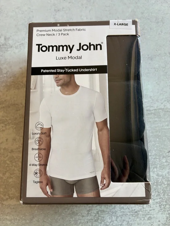 Tommy John Luxe Modal Crew Neck Undershirt 3 Pack Black XL NWT
