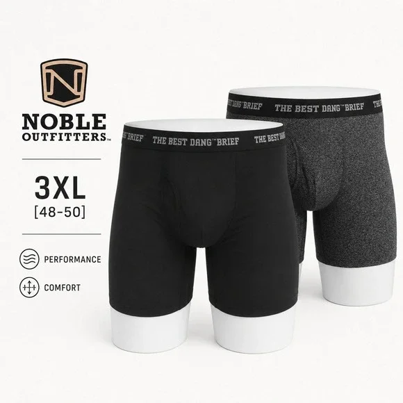 NEW Noble Outfitters Performance Briefs Men 3XL Black/Charcoal 2 Pack 8