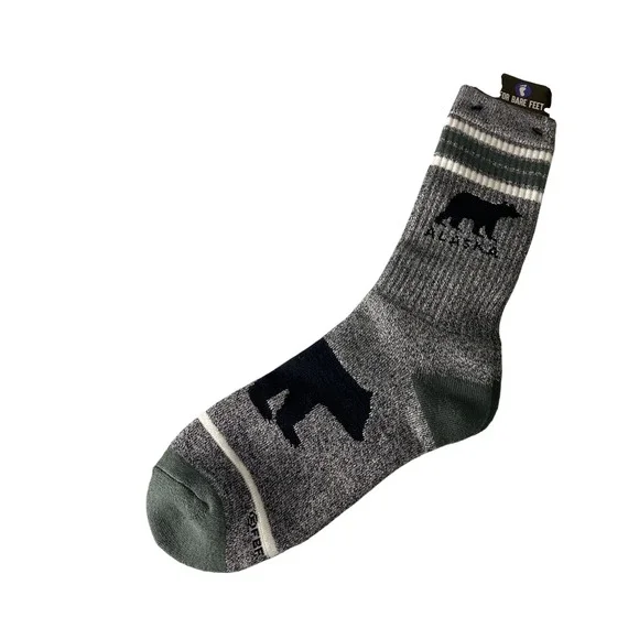 For Bare Feet Buffalo Bison Socks Gray Large Novelty Crew Socks‎ NEW