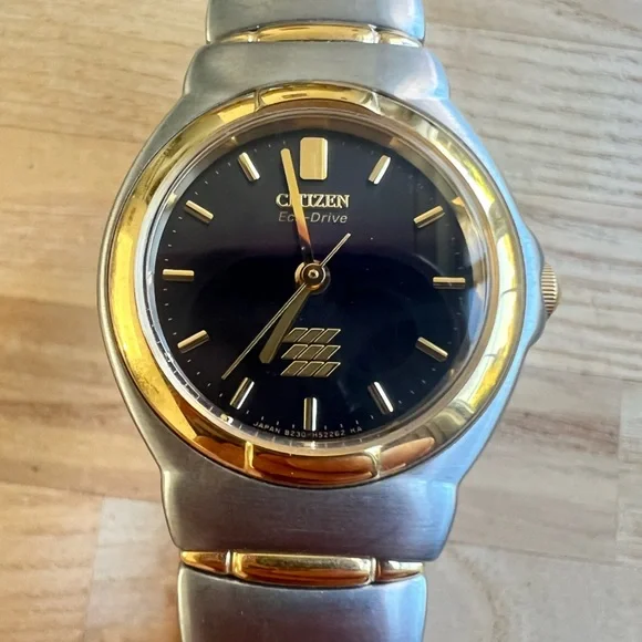 Citizen eco-drive Solar ladies black dial two tone dress watch