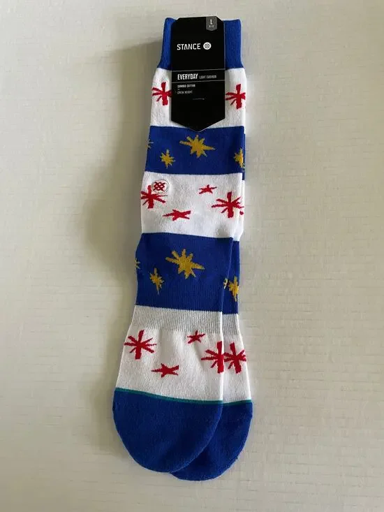 STANCE RED WHITE BLUE SPARKLE CREW SOCKS SIZE L NEW