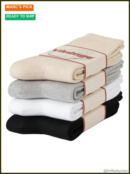 98% Cotton Crew Socks for Women & Men Slouchy Breathable Seamless Toe