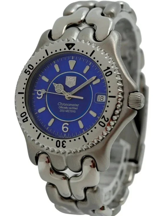 Tag Heuer 38mm Men's SEL Link Blue Dial Automatic Chronometer Watch Ref: WG5116!