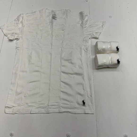Polo Ralph Lauren T Shirt Undershirt Mens Medium White 3 Pack 4D-FLEX Stretch