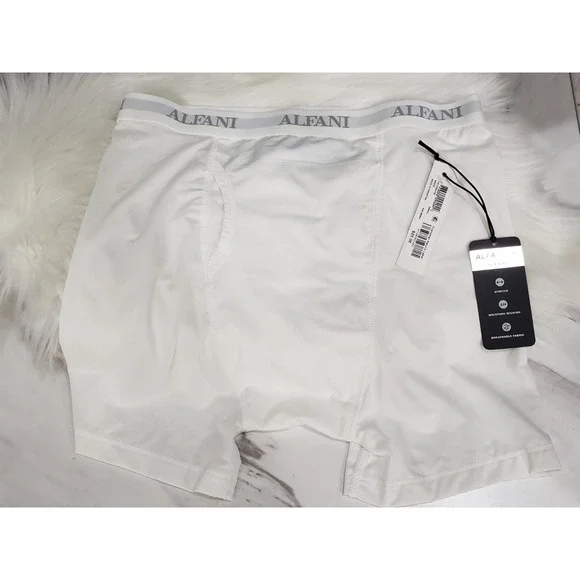 NEW Alfani Boxer Briefs Men's Small Air Mesh Quick-Dry Stretch Breathable White