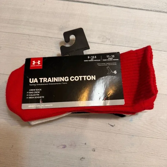 Under Armour adult cotton crew‎ socks NEW men's 9-12.5 women's 11-13 3 pairs