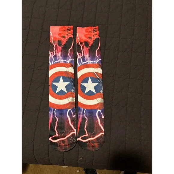 Marvel‎ Captain America Socks Lightning Print Superhero Comic Fan NWOT
