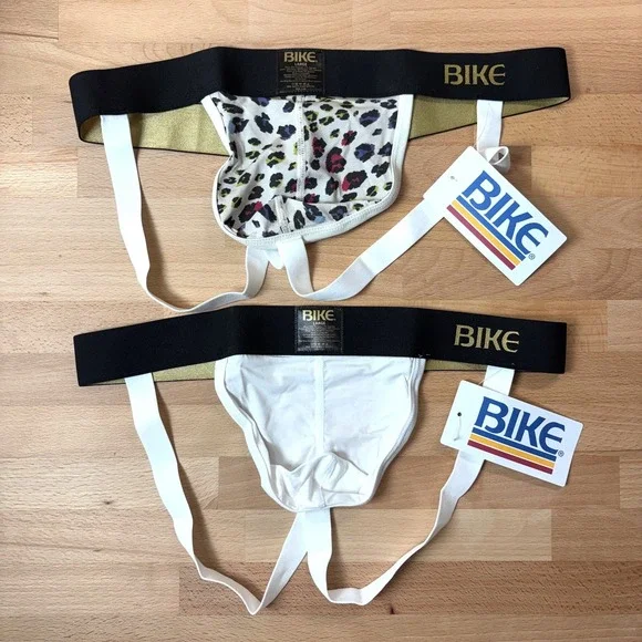 Bike Active Jockstrap Men's Large Lot of 2 Animal Print White New