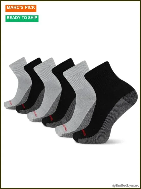 Men's Cotton Crew Socks 6-Pack with Arch Support Reinforced Heel & Toe
