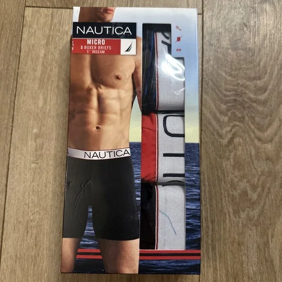 NAUTICA Mens Micro Boxer Briefs Underwear‎ 3 Pack Size Small 28-30 NIB