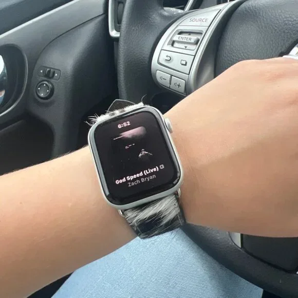 NWT Myra Western Apple Watch Band Hair-On Cowhide Black White