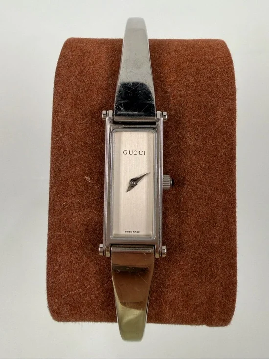 Gucci Silver Slim Rectangular Bangle Watch