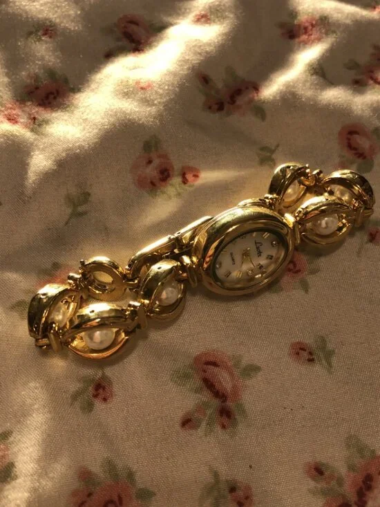 golden pearl feminine balletcore cute dainty watch y2k