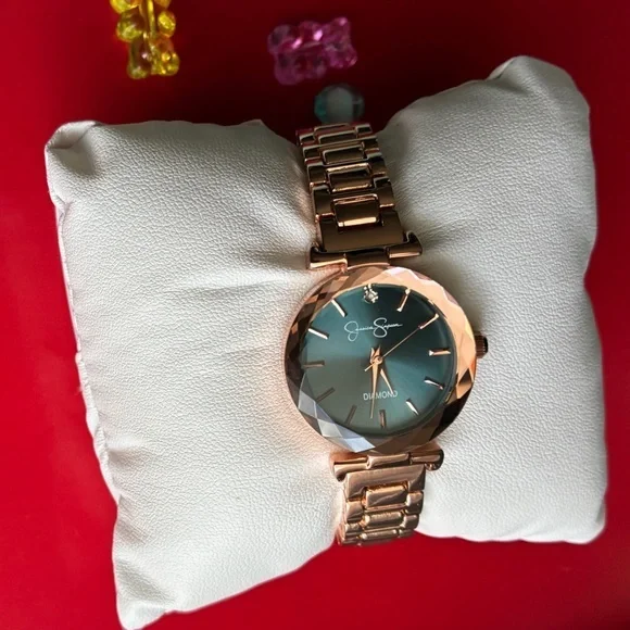 Jessica Simpson Rose Gold Watch with Green Dial