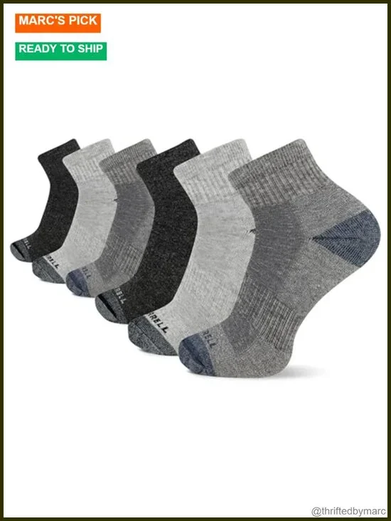Wool Blend Hiking Ankle Socks 6-Pair Pack with Arch Support