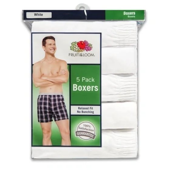 New Men's Fruit of the Loom Boxer 5 Pack