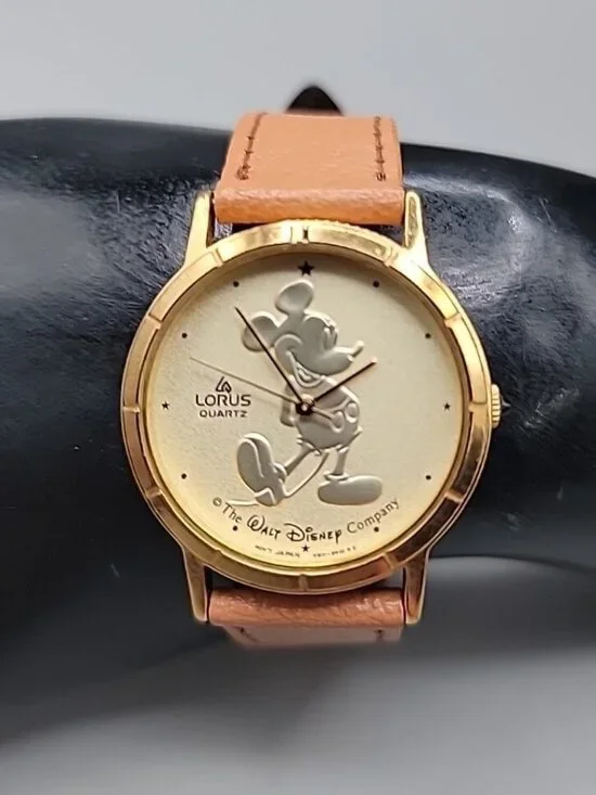 Vtg Lorus Seiko Mickey Mouse Quartz Watch V811-5410 Gold Tone 7