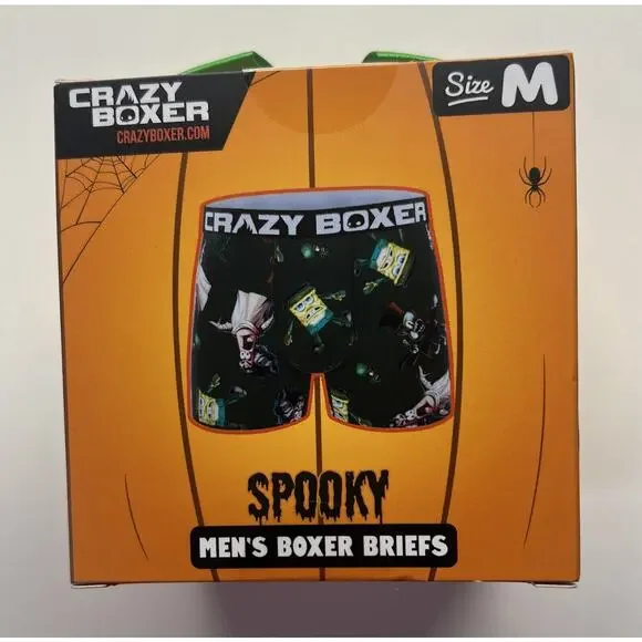 Spongebob Halloween Spooky Spongebob Crazy Boxer Briefs w/ GIFT BOX, Men Med NEW