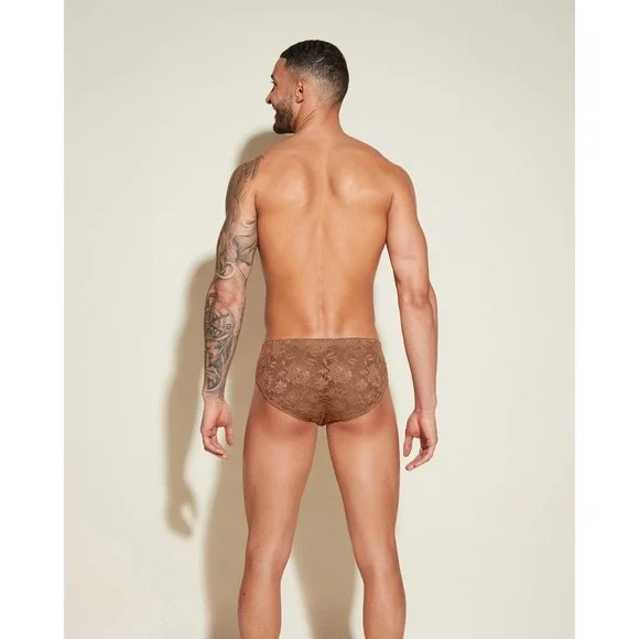 Cosabella Never Say Never Men's Lace Brief‎ Brown Luxury Stretch Lace Underwear