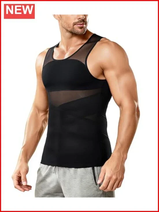 Double Layer Compression Tank Top for Men - Slimming Shapewear Undershirt for