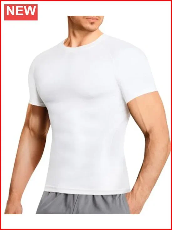 Men's Compression Shirt - Slimming Undershirt Body Shaper Short Sleeve