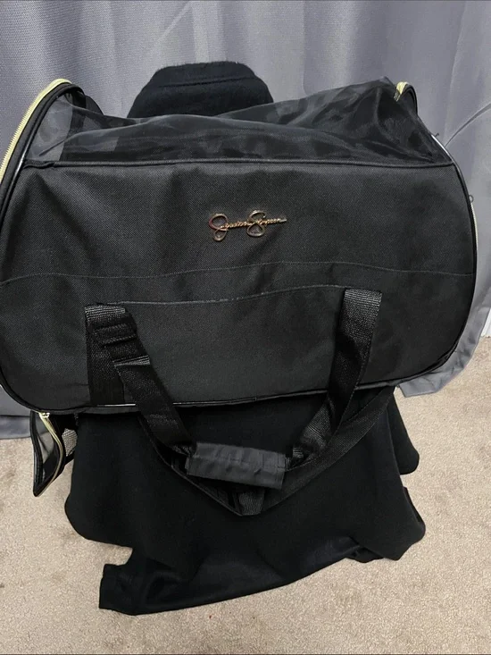 Jessica Simpson Black Pet Carrier with Gold Accent Hardware