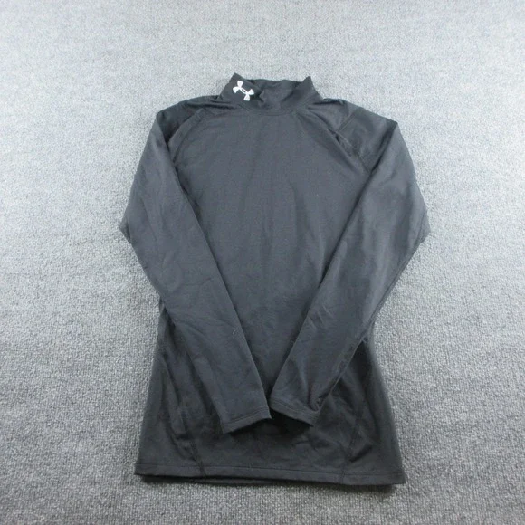 Under Armour Compression Shirt Mens L Black Long Sleeve Mock Neck Coldgear Gym