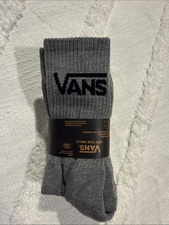 Vans Gray Crew Athletic Socks with Black Logo