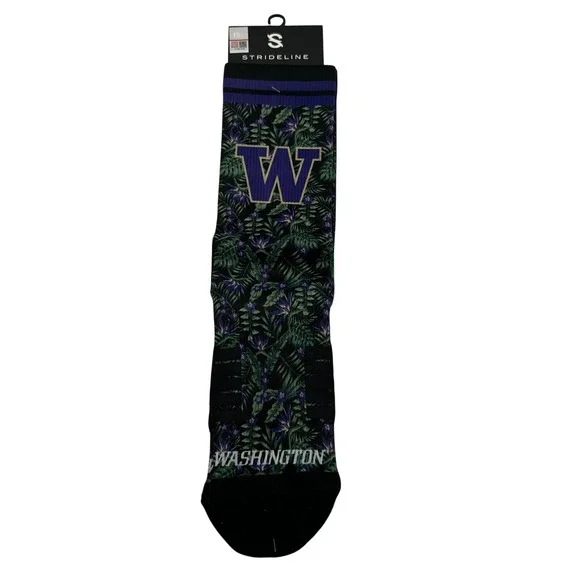 Strideline University of Washington Huskies Crew Socks Fan Flora Purple‎ New