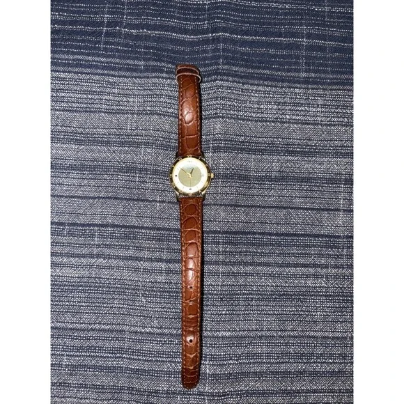 Citizen Ladies Vintage Gold Plated Wrist Watch Silver Dial Genuine Leather Brown