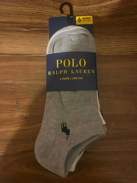 US 9 Ralph Lauren Men's Low Cut Socks - Light Gray,black & white