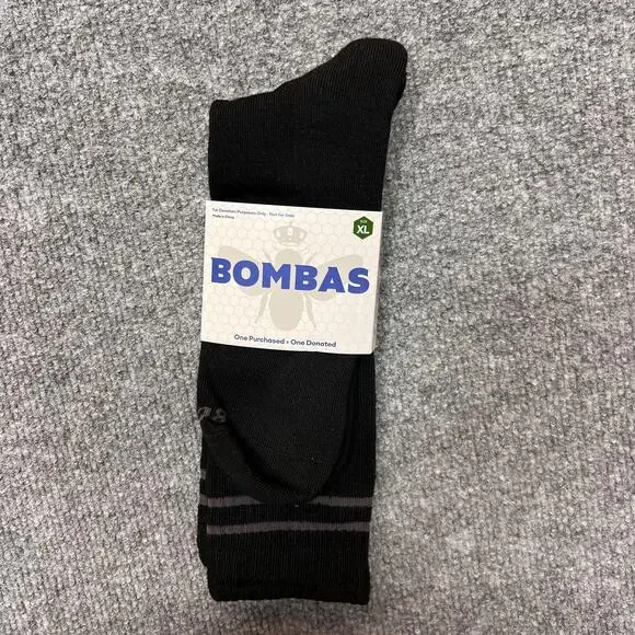 Bombas Socks Mens XL Black Athletic Crew Honeycomb Arch Support Cushioned