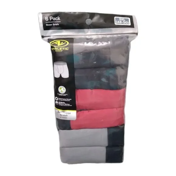 Mens Underwear 3XL 48 50 Boxer Briefs 6 pack Large Big Stretch DriWorks Athletic