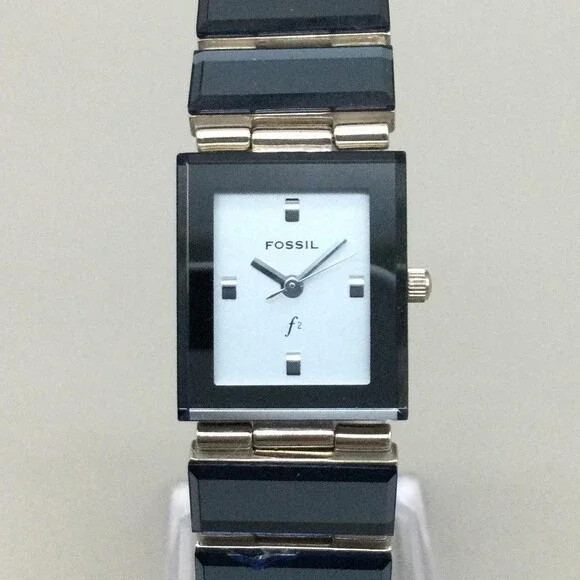 Fossil F2 Womens Watch 19mm Blue Stainless Bracelet ES-9428 New Battery 7.25
